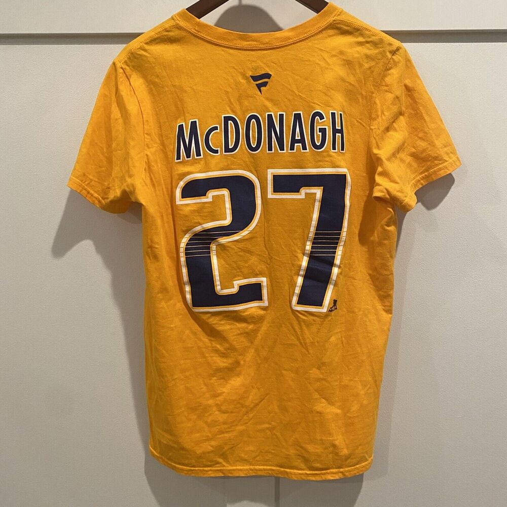 McDonagh #27 Nashville Predators Fanatics Shirt Men Small Yellow NHL‎ Hockey